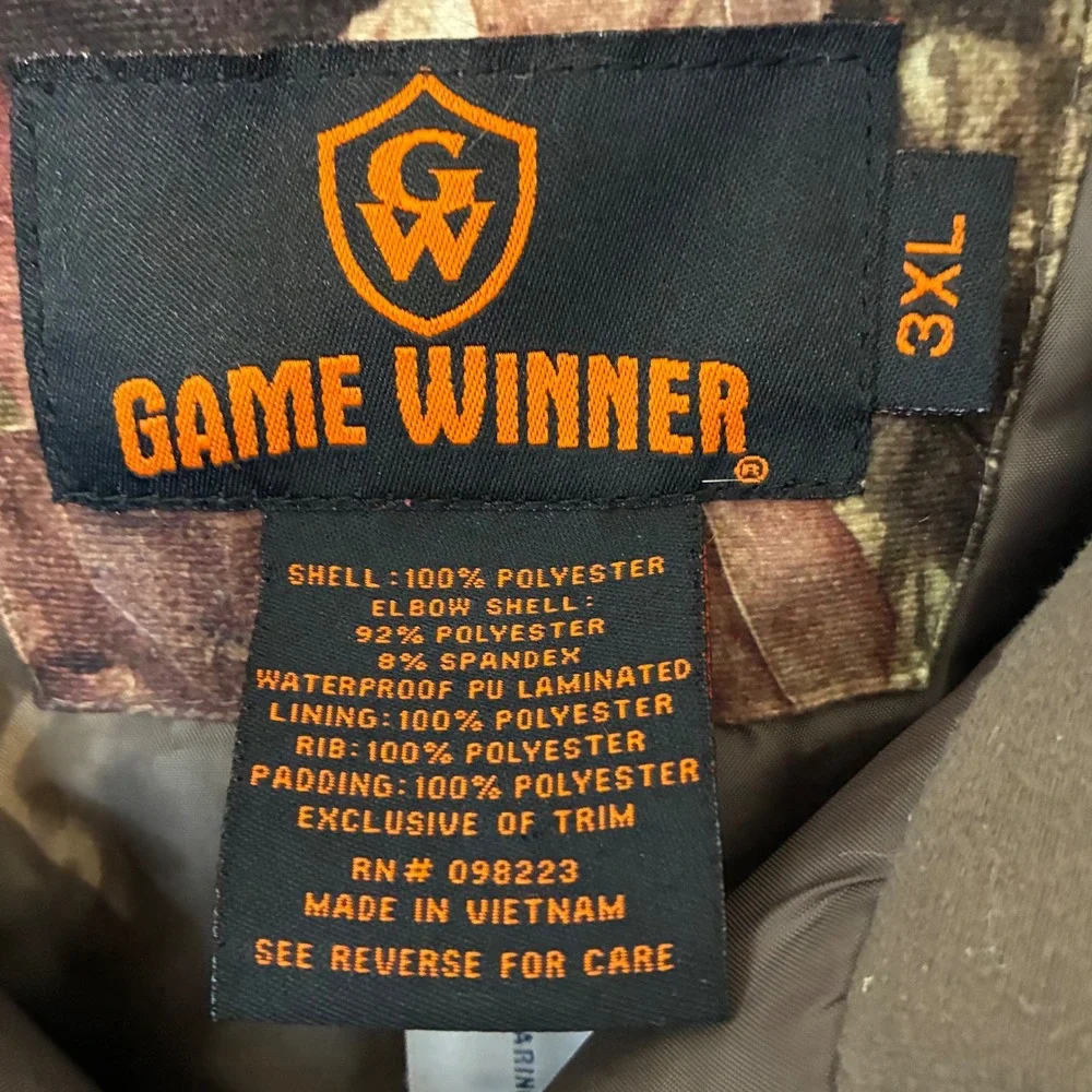 Game Winner Hunting Jacket Mens 3XL Camo Mossy Oak Break-Up Infinity Waterproof